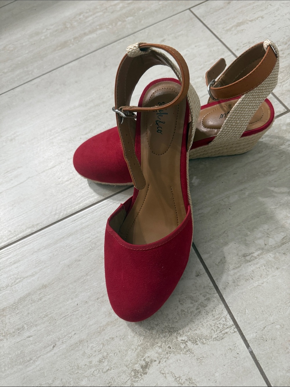Style & Co Red Espadrille Wedge Ankle-Strap Pumps..size 9